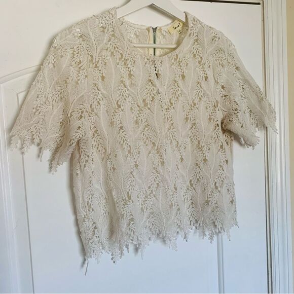 EUC Boutique Brand Love J White/Ivory See-Through Lace Top Blouse | Size: M - Picture 7 of 10